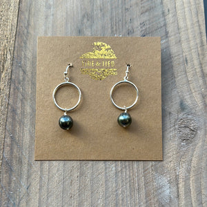 Small Sterling Silver Drop Tahitian Pearl Earrings