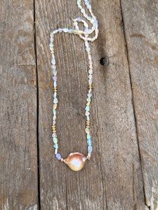 Opal and Fireball Baroque Pearl Necklace