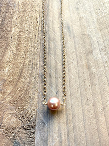 Pink Edison Necklace on 14K Gold Filled Chain