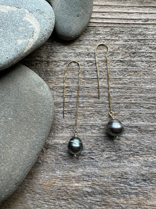 Tahitian Pearl Threader Earrings