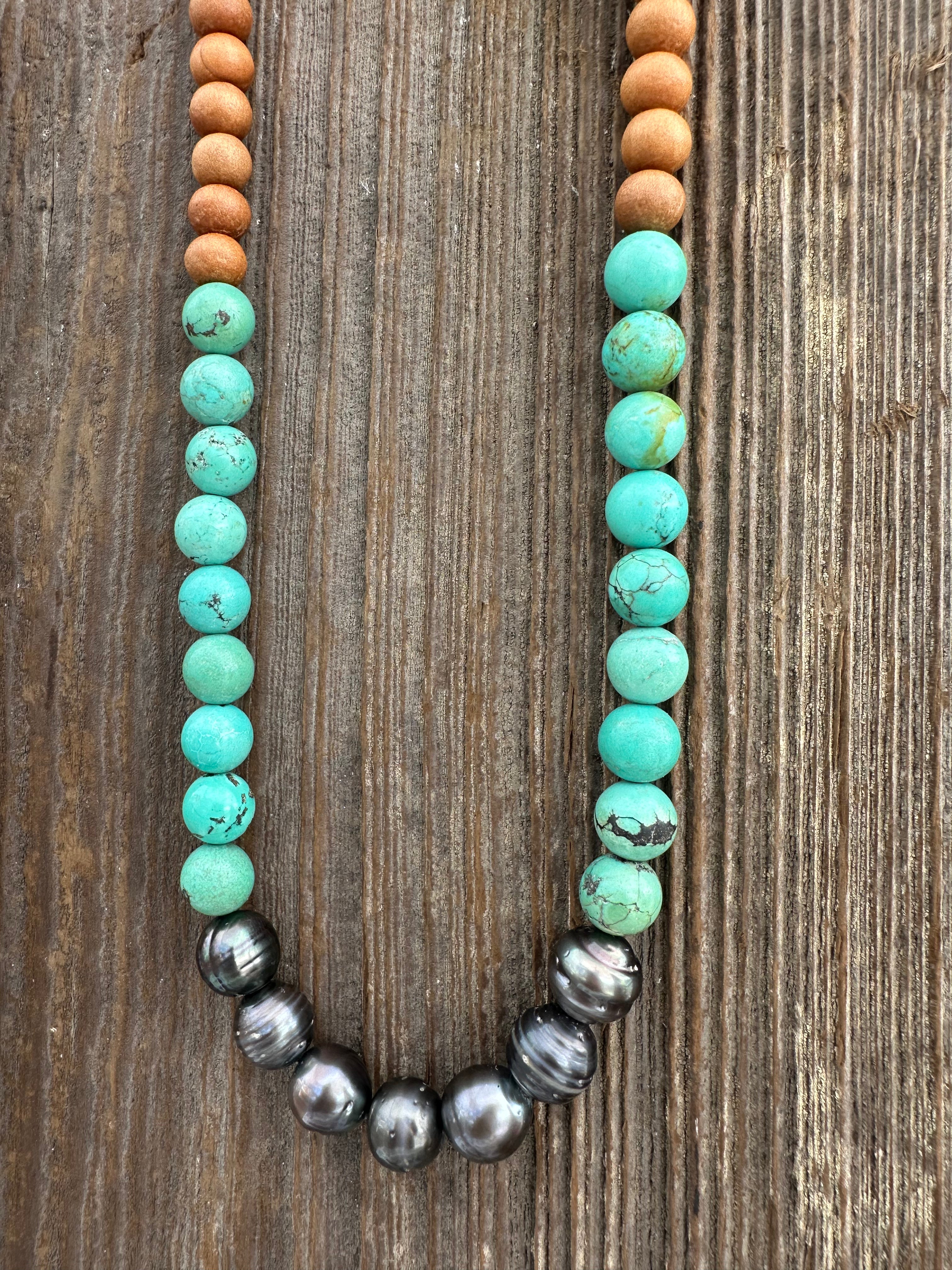 Turquoise Sacred Tide with 7 Tahitian Pearls – Tide and Tied