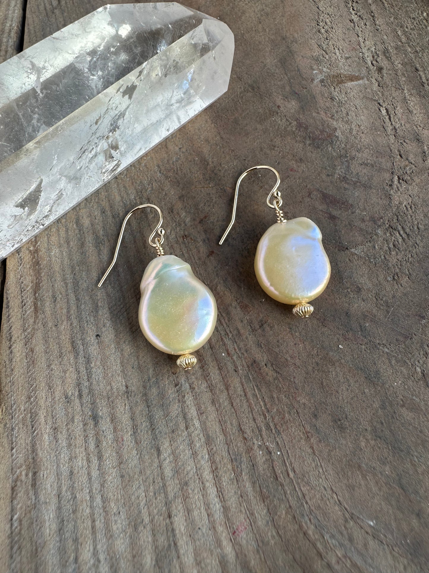 Golden Peach Freshwater Pearl Earrings