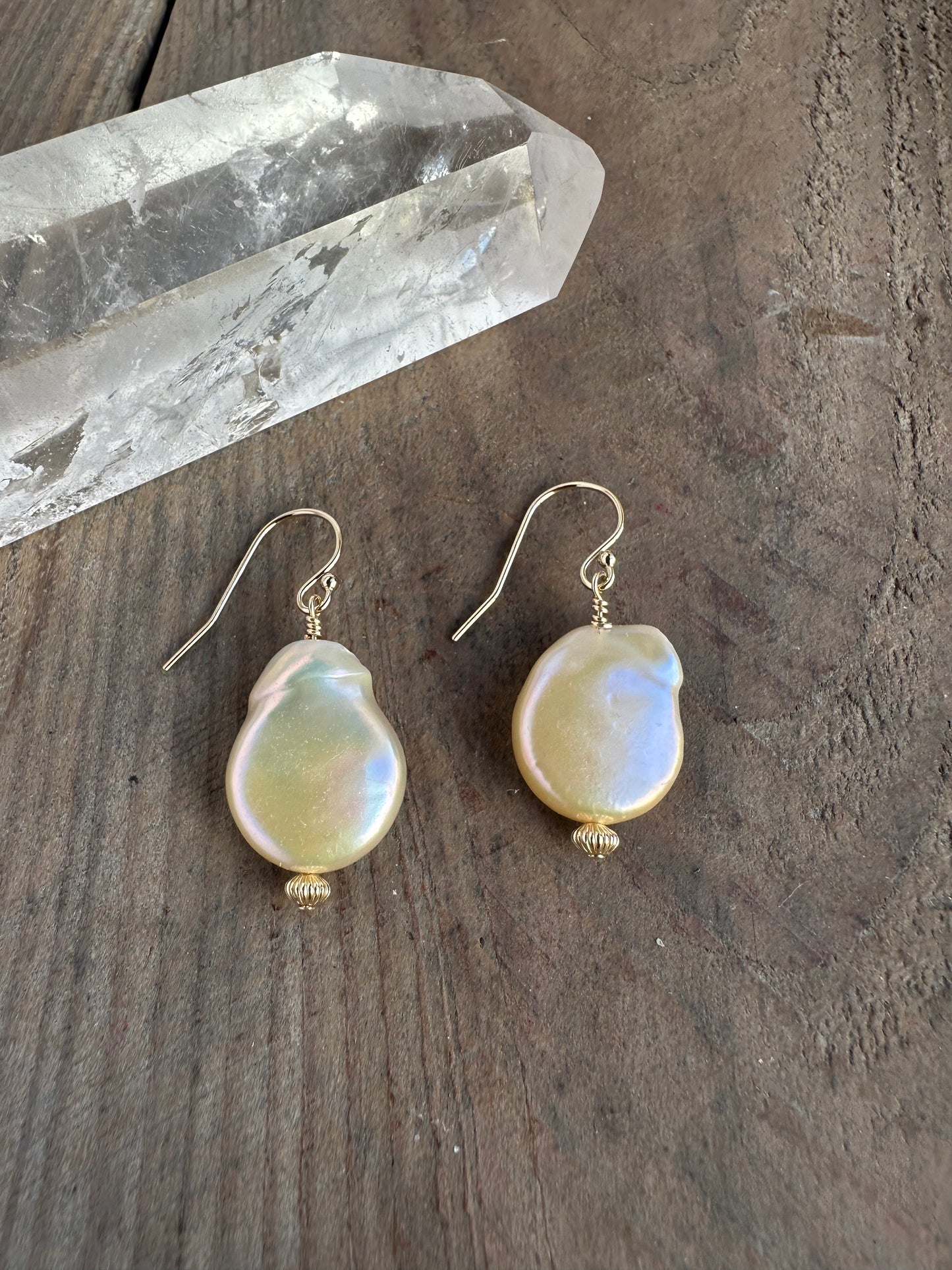 Golden Peach Freshwater Pearl Earrings