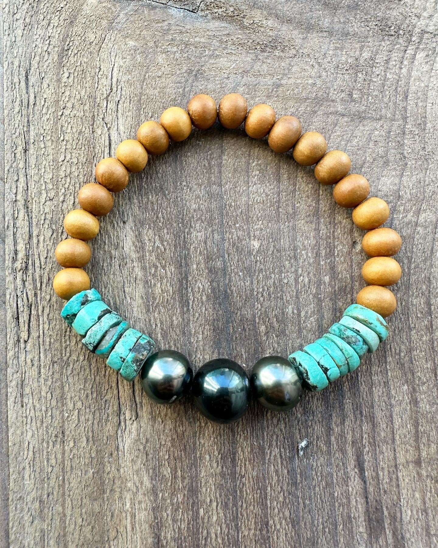 Turquoise Sacred Tide Bracelet with Tahitian Pearl