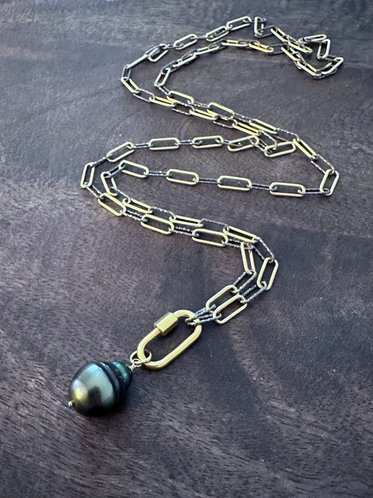 Rebels Reverie: The Alchemy Pearl: 28" Italian Chain With Tahitian Pearl