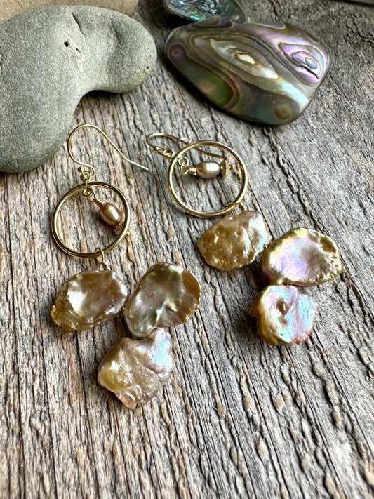 Petal Cascade Keshi Pearl Earrings