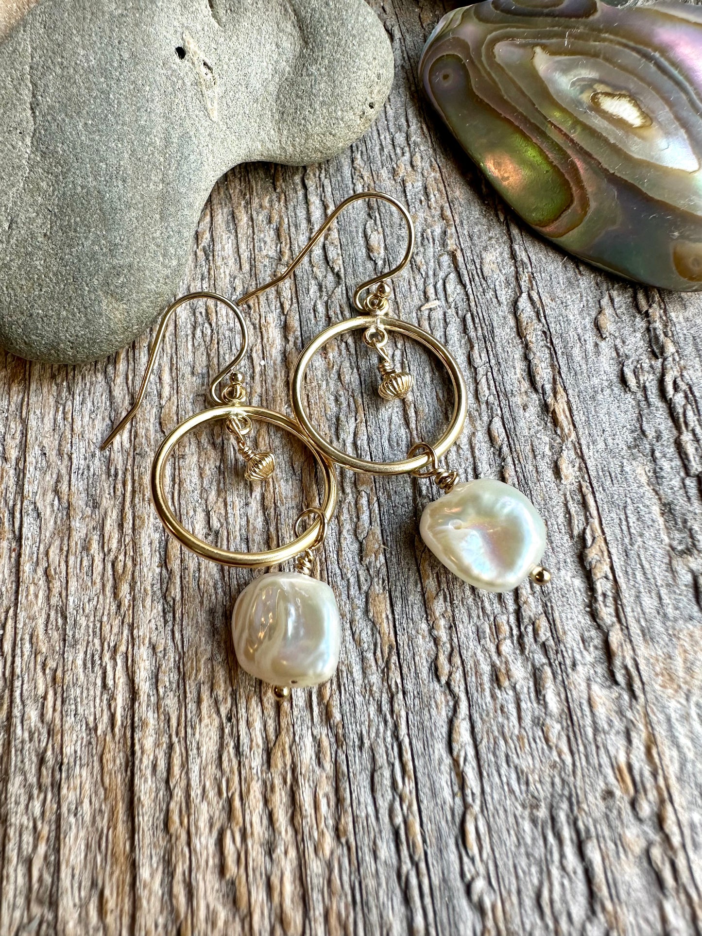 White Tide Keshi Pearl Earrings
