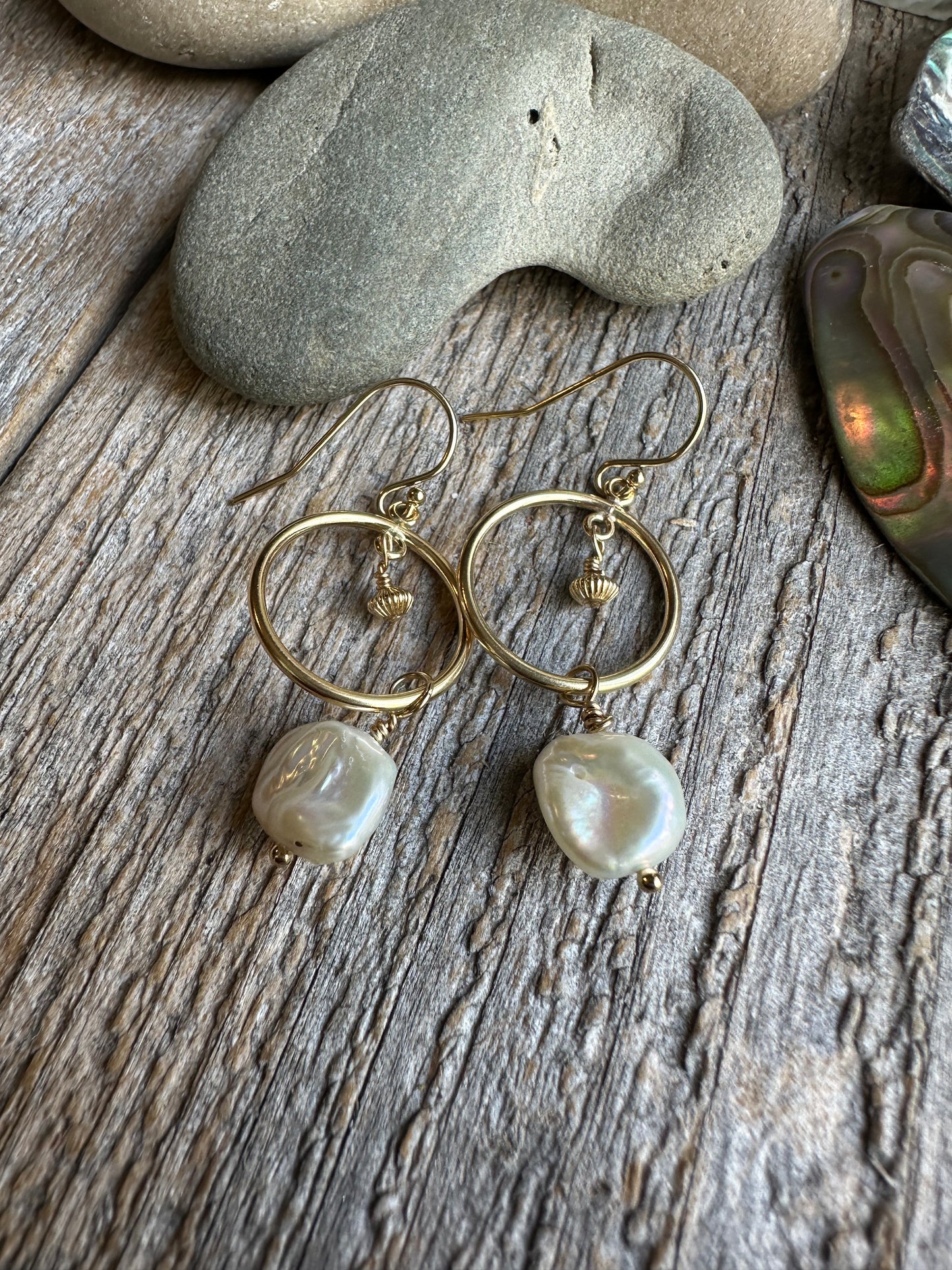 White Tide Keshi Pearl Earrings