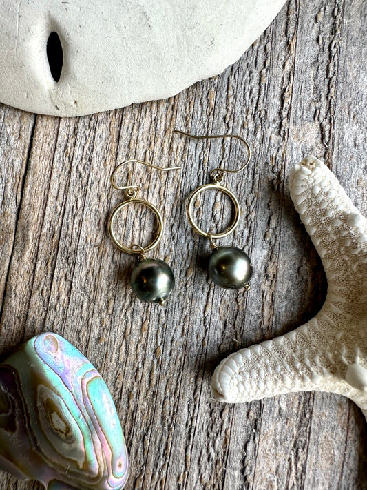 Sunset Drop Tahitian Pearl Earrings