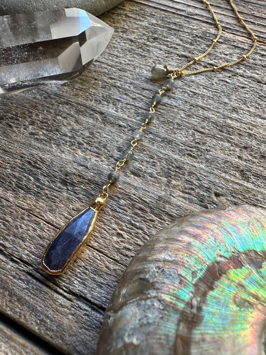 Smoky Seas Kyanite Drop Necklace