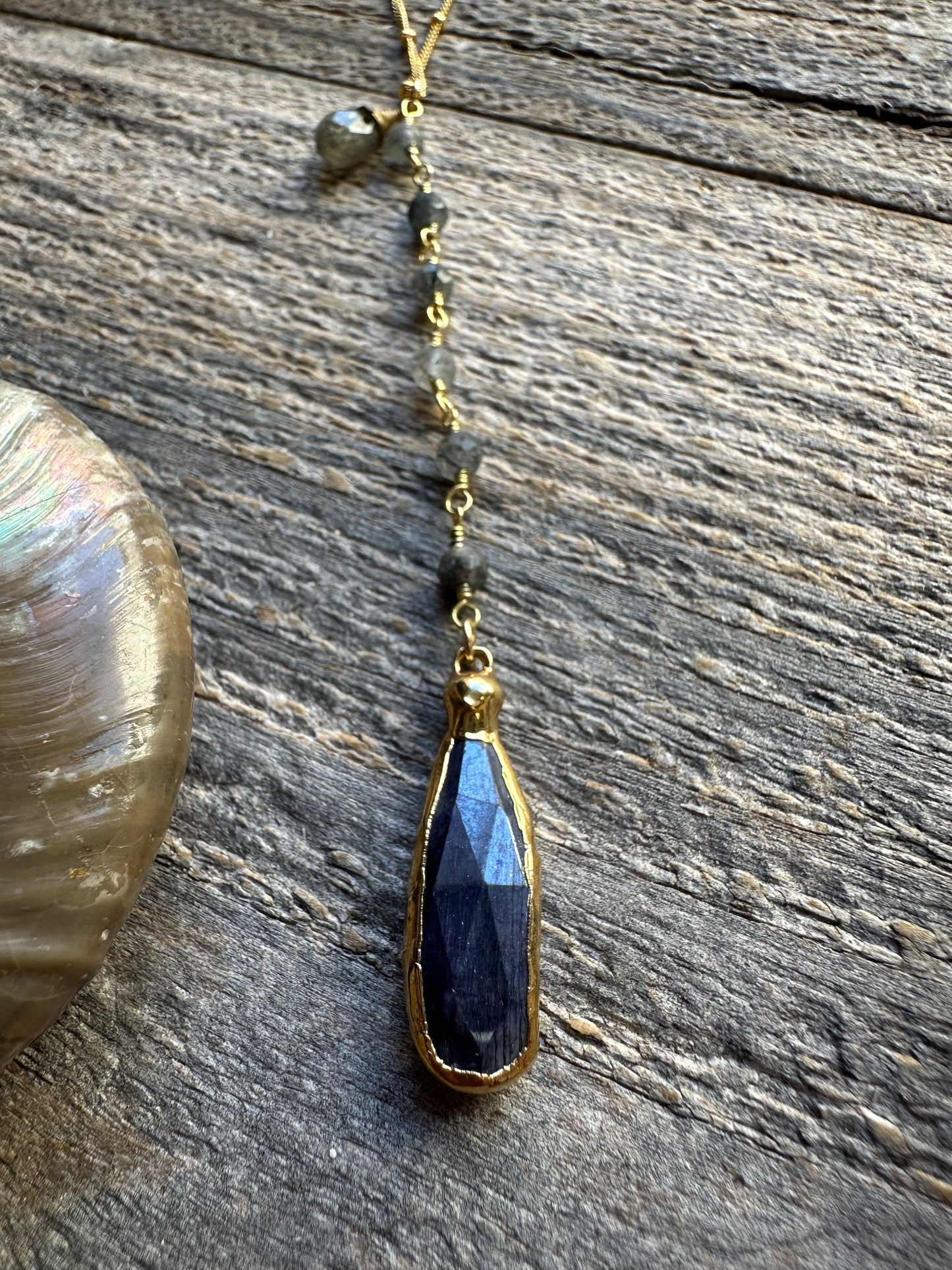 Smoky Seas Kyanite Drop Necklace