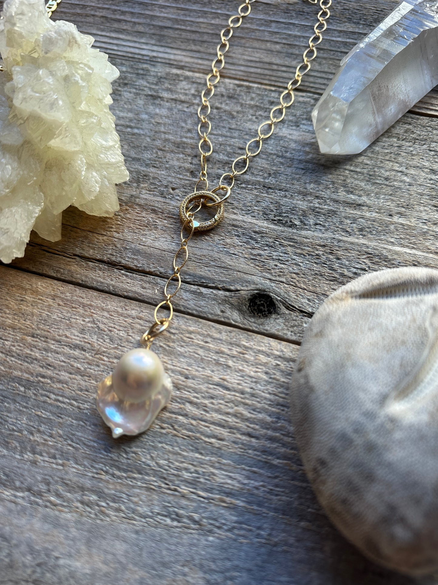 Solstice Fireball Baroque Pearl Lariat