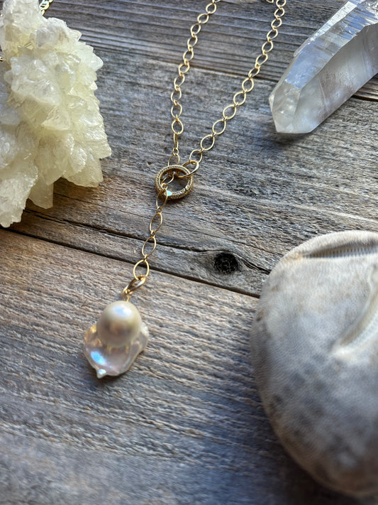 Solstice Fireball Baroque Pearl Lariat