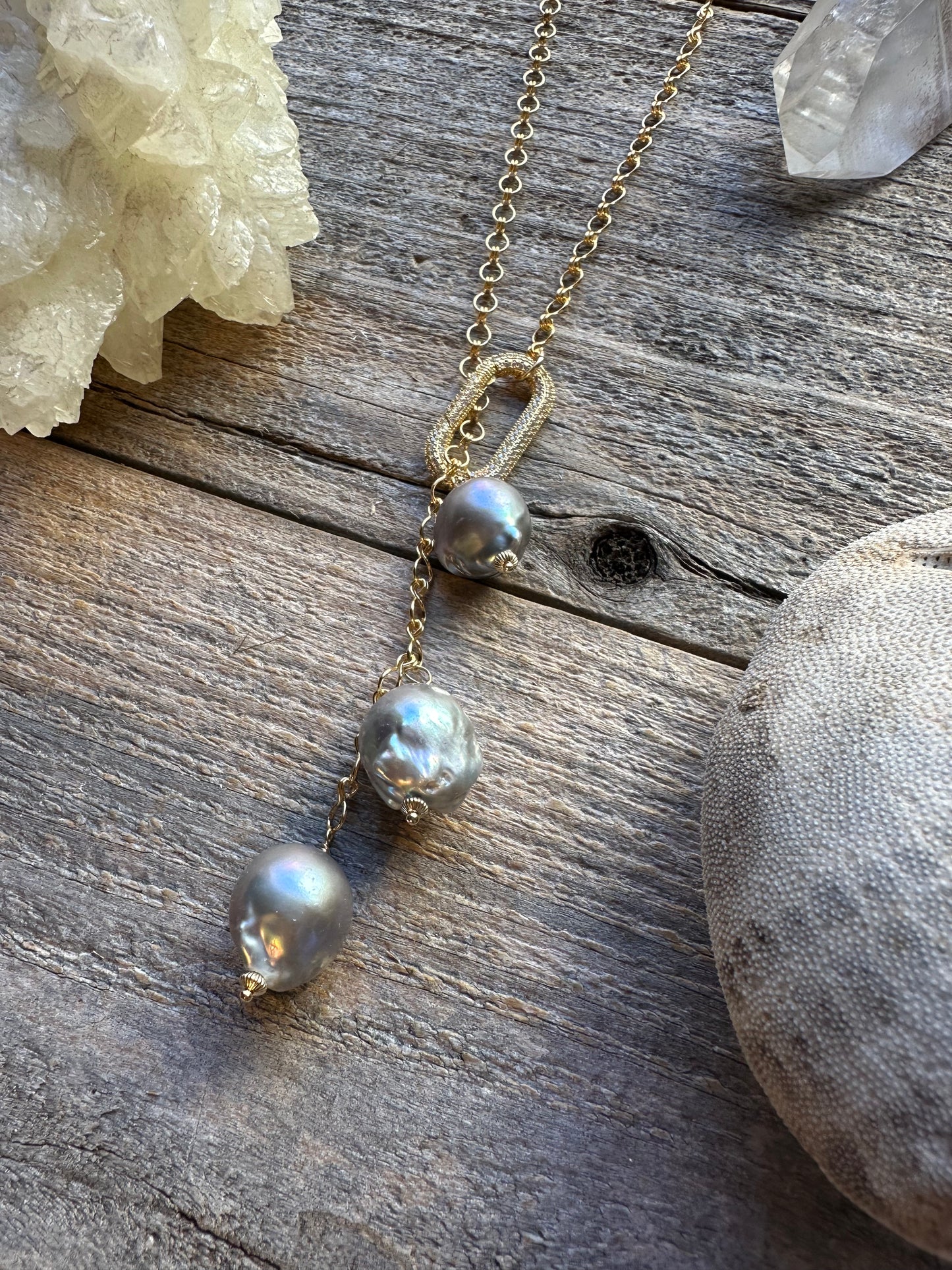 Celestian Current Pearl Lariat 36"