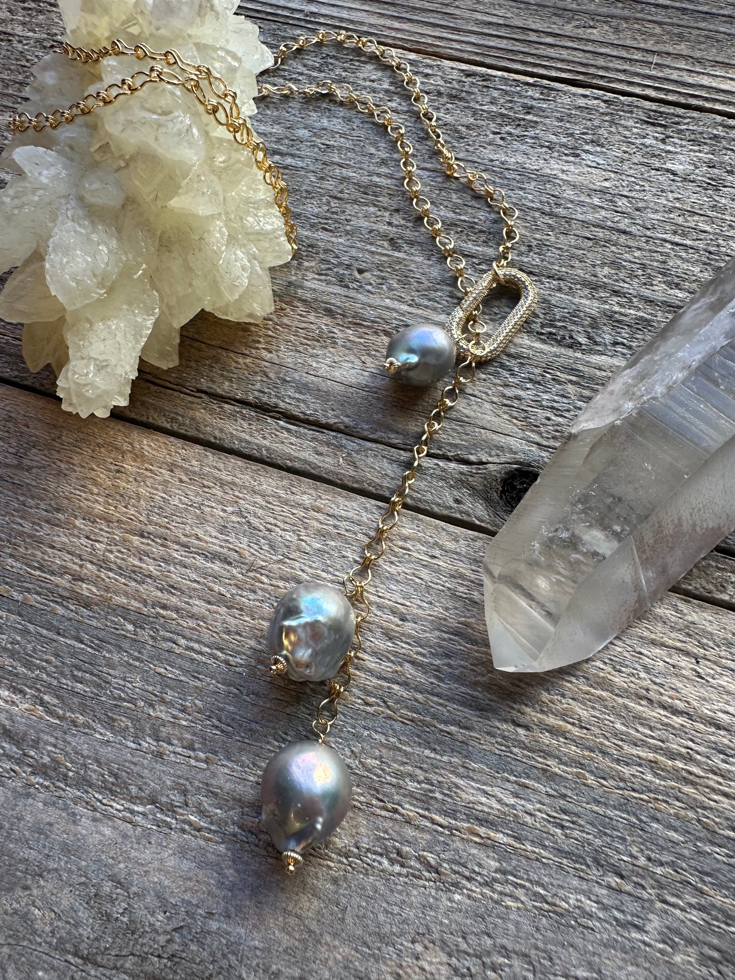 Celestian Current Pearl Lariat 36"