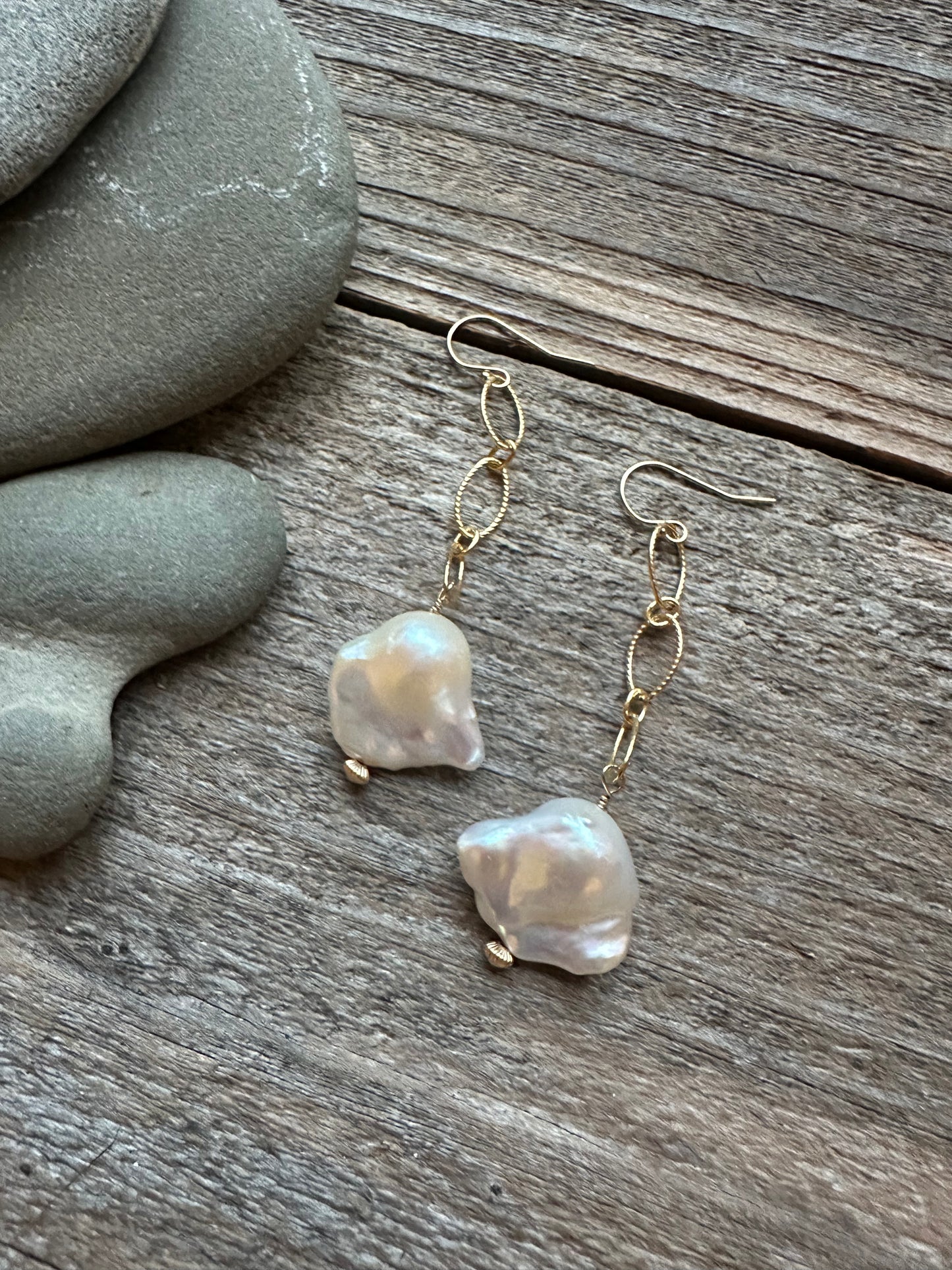 Solar Current Fireball Pearl Gold Filled Earrings