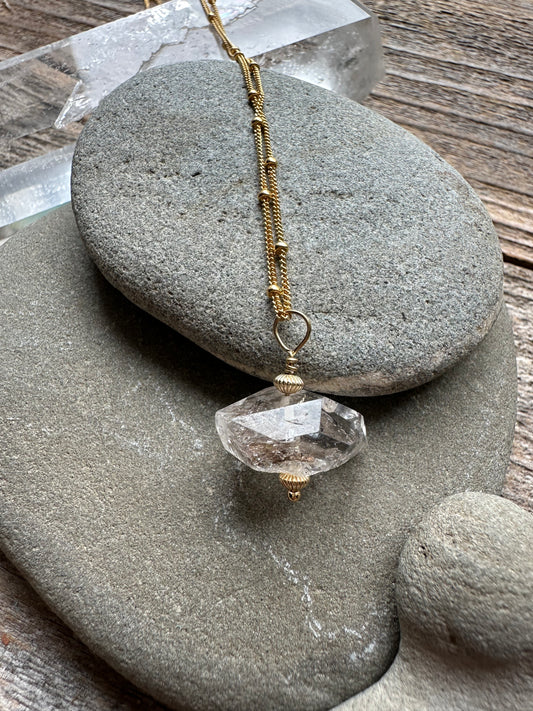 Clarity Star Herkimer Diamond Satelite Chain Necklace 24"