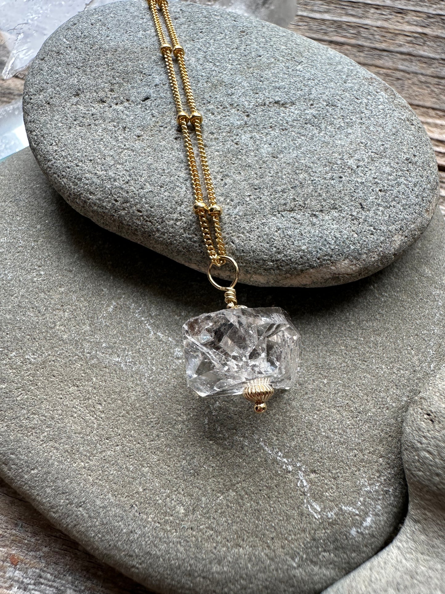 Clarity Star Herkimer Diamond Satelite Chain Necklace 24"