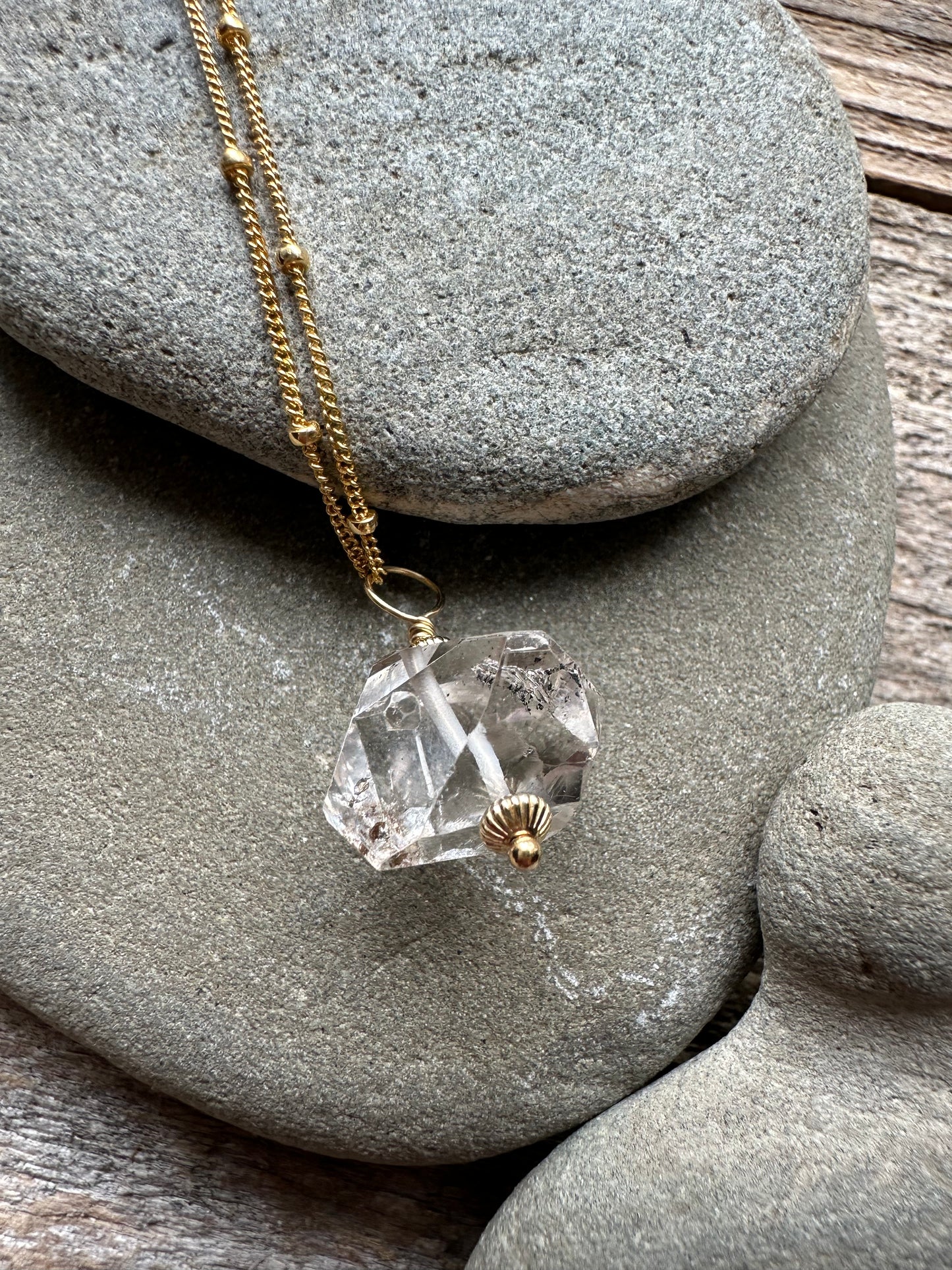 Clarity Star Herkimer Diamond Satelite Chain Necklace 24"