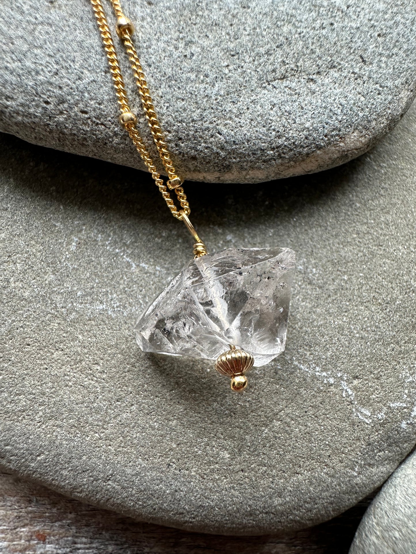 Clarity Star Herkimer Diamond Satelite Chain Necklace 24"