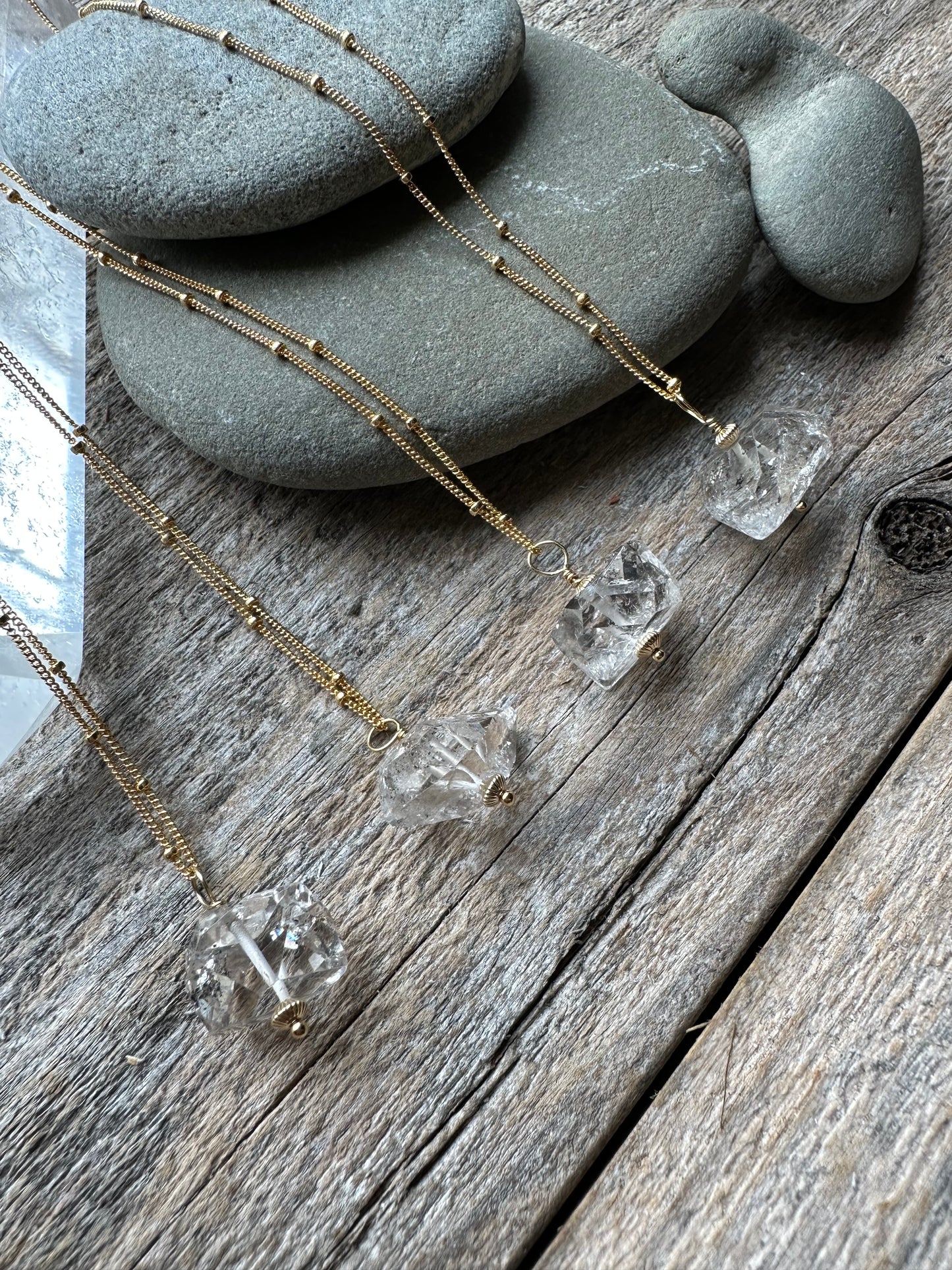 Clarity Star Herkimer Diamond Satelite Chain Necklace 24"