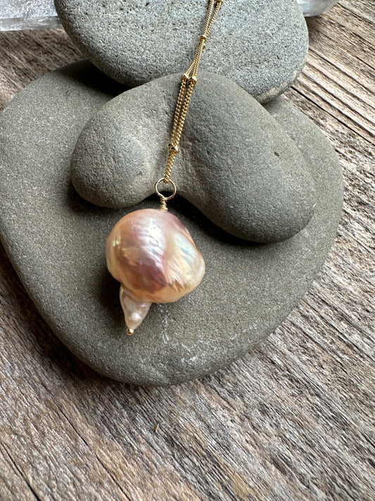 Golden Fireball Pearl Necklace