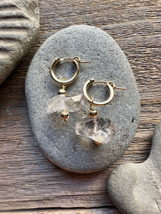 Clarity Herkimer Diamond Huggie Earrings