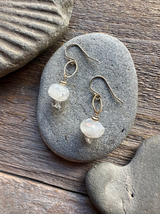 Etherlight Moonstone and Herkimer Diamond Earrings