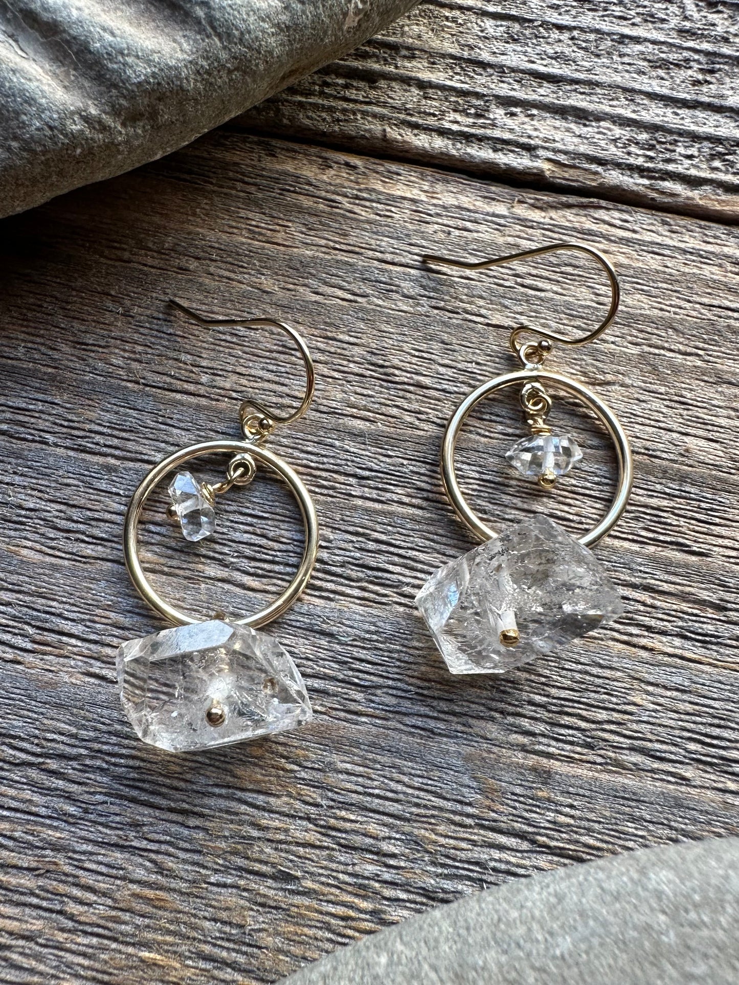 Clarity Herkimer Diamond Circle Earrings