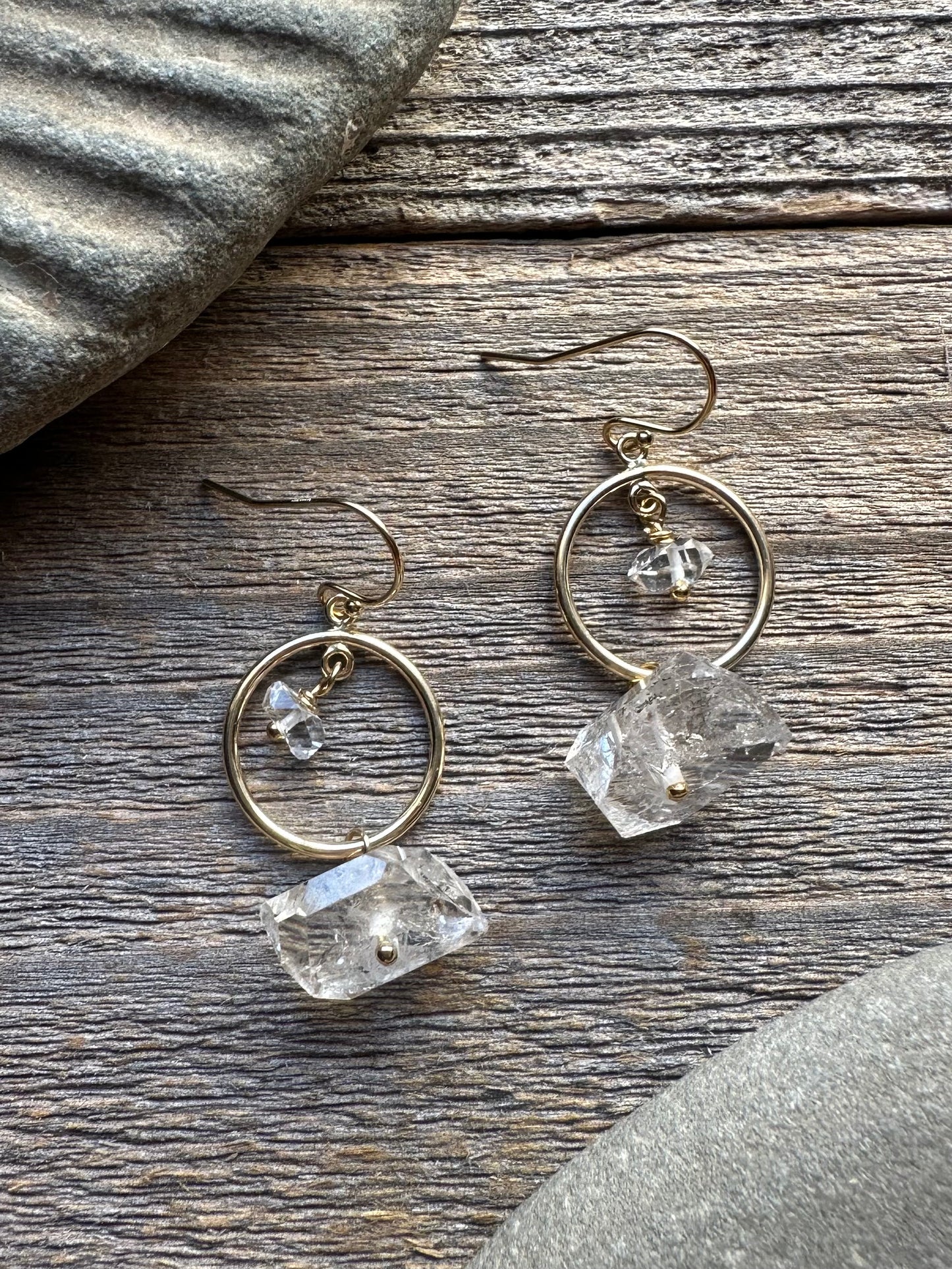 Clarity Herkimer Diamond Circle Earrings
