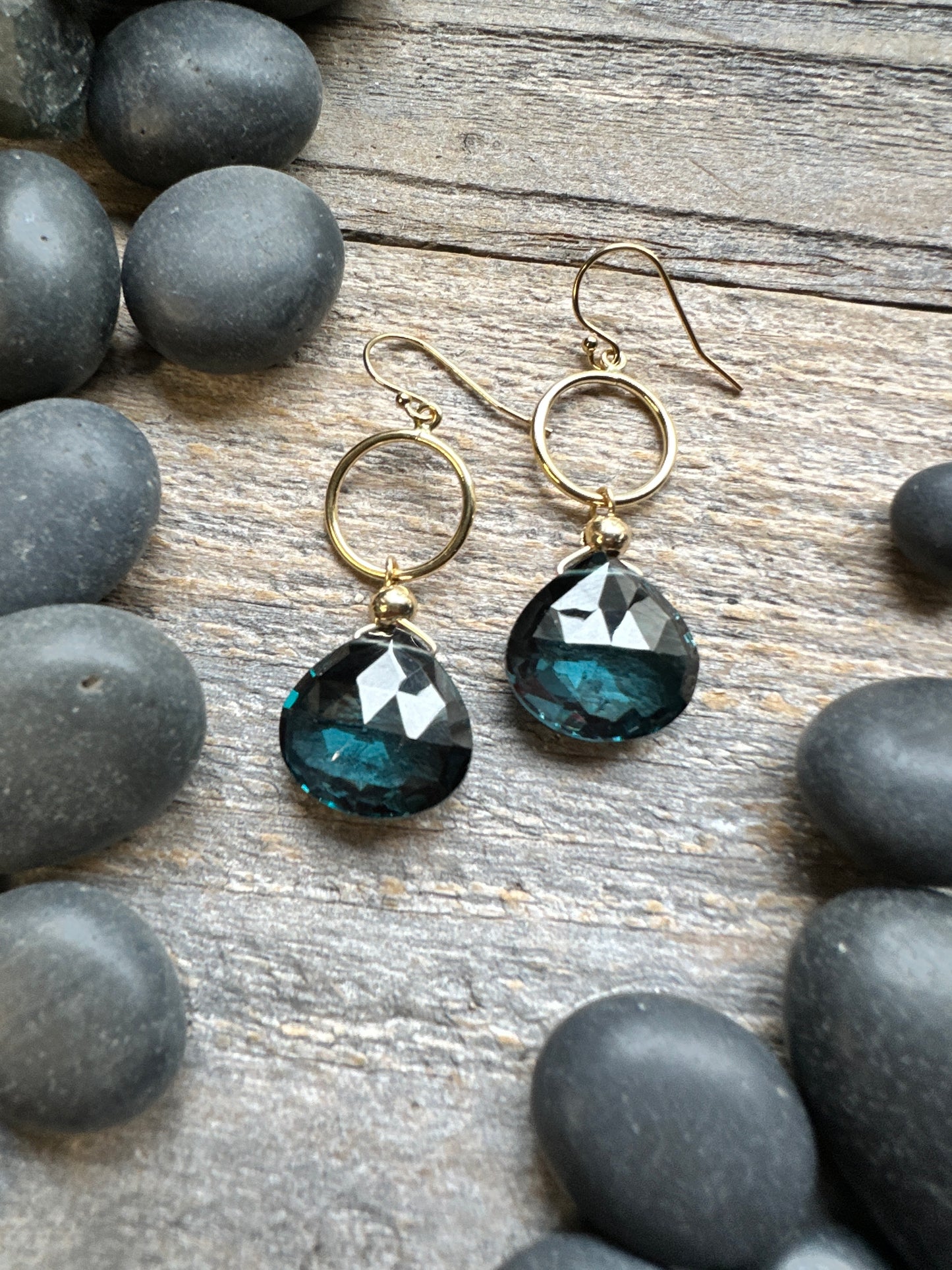 Abyssal Tide: Circle Drop Earrings — Topaz Only
