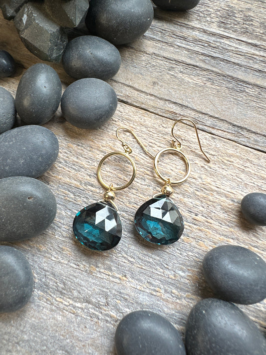Abyssal Tide: Circle Drop Earrings — Topaz Only