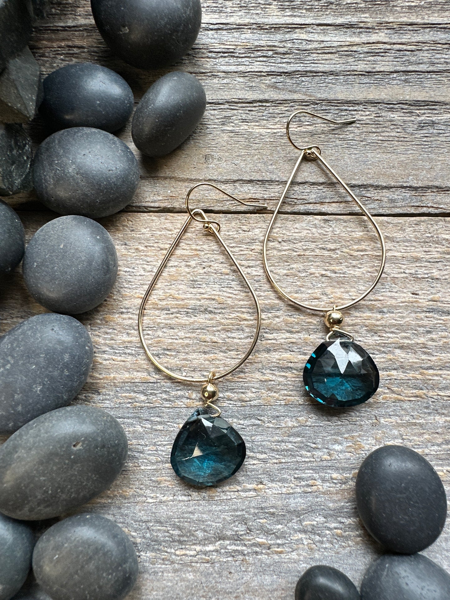 Abyssal Tide: London Blue Topaz Teardrop Frame Earrings