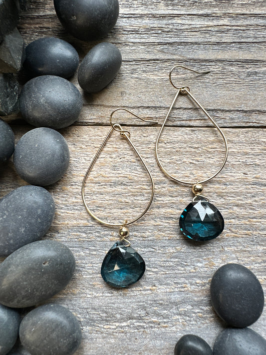 Abyssal Tide: London Blue Topaz Teardrop Frame Earrings