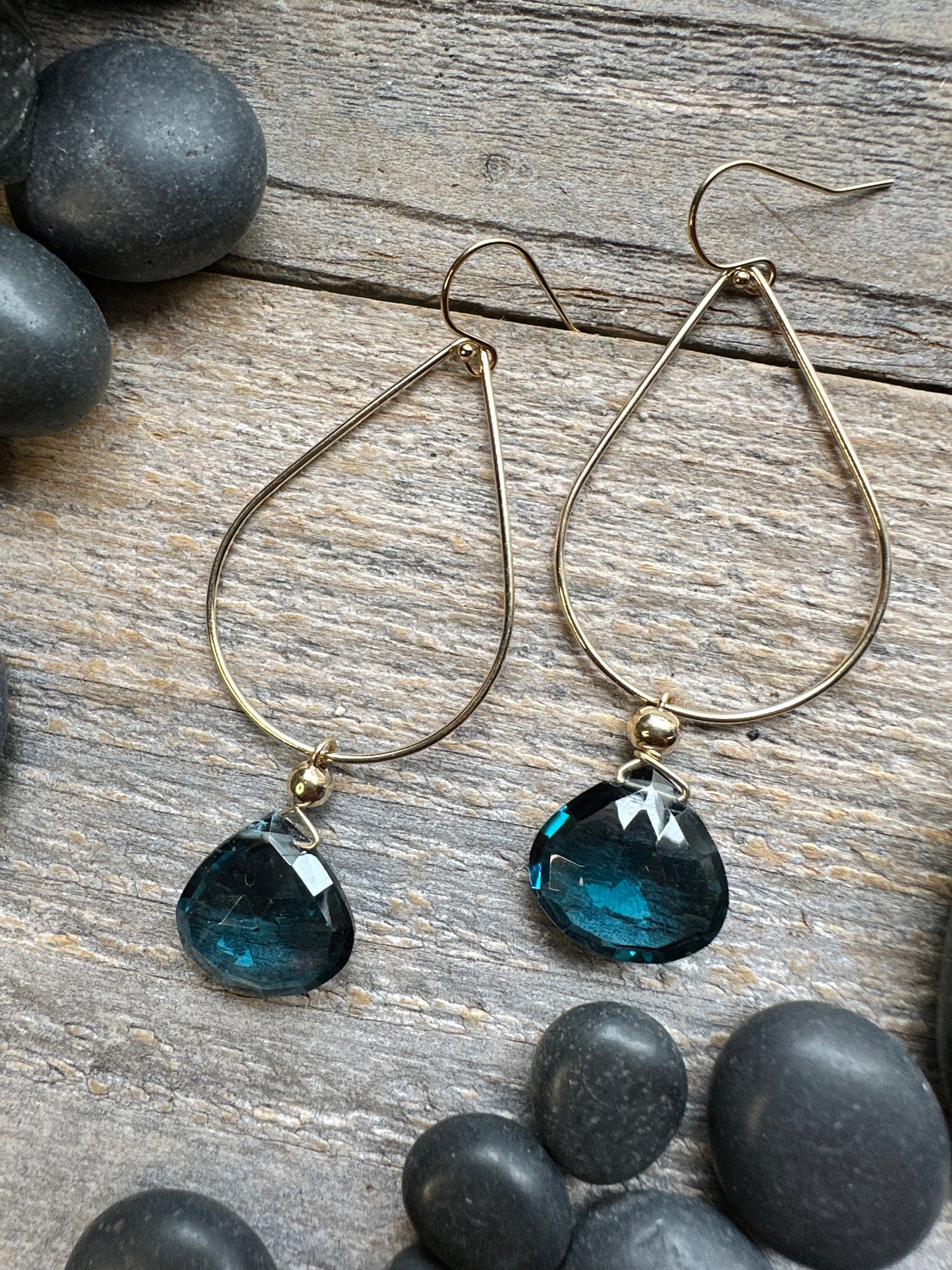 Abyssal Tide: London Blue Topaz Teardrop Frame Earrings