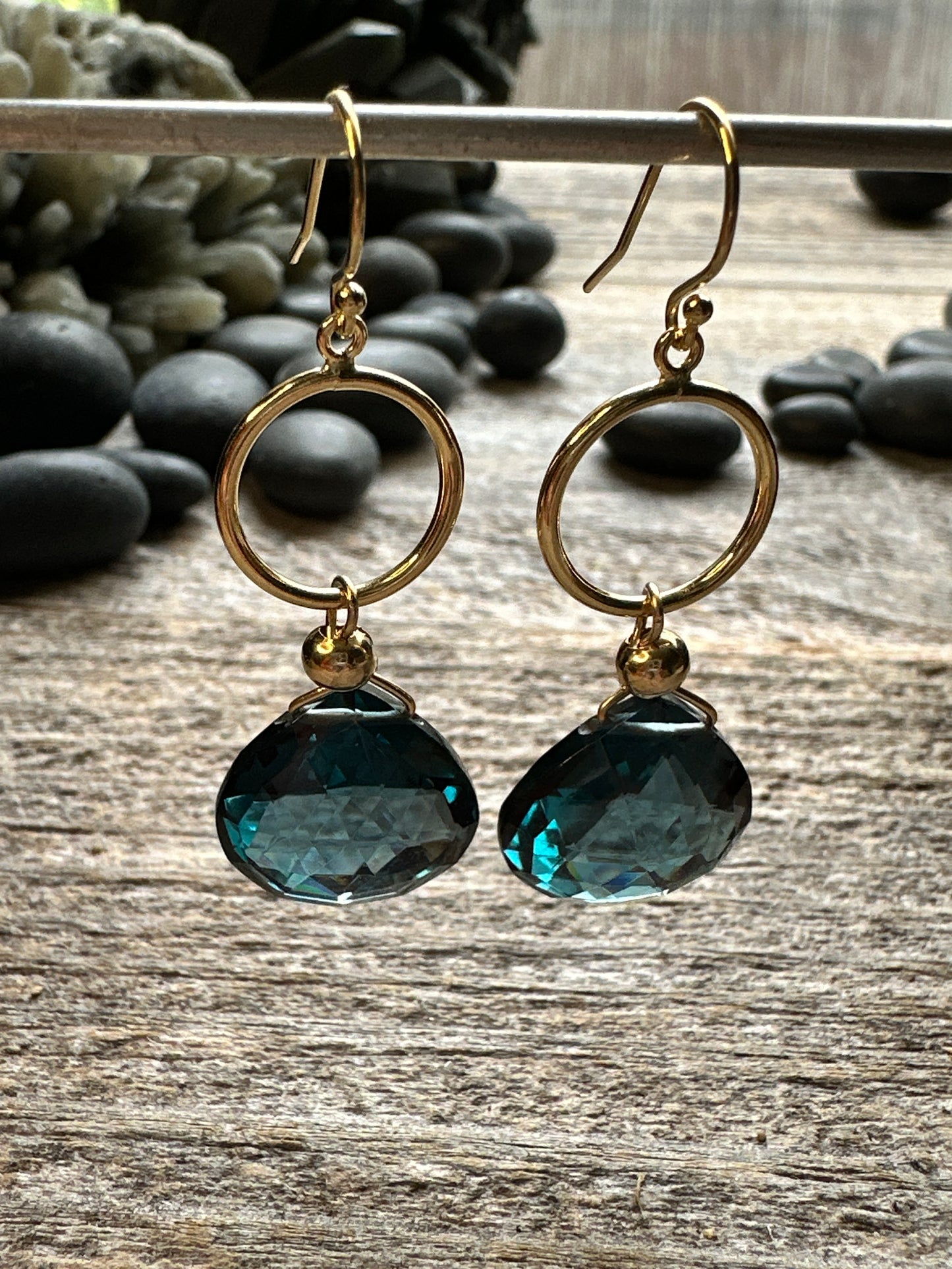Abyssal Tide: Circle Drop Earrings — Topaz Only