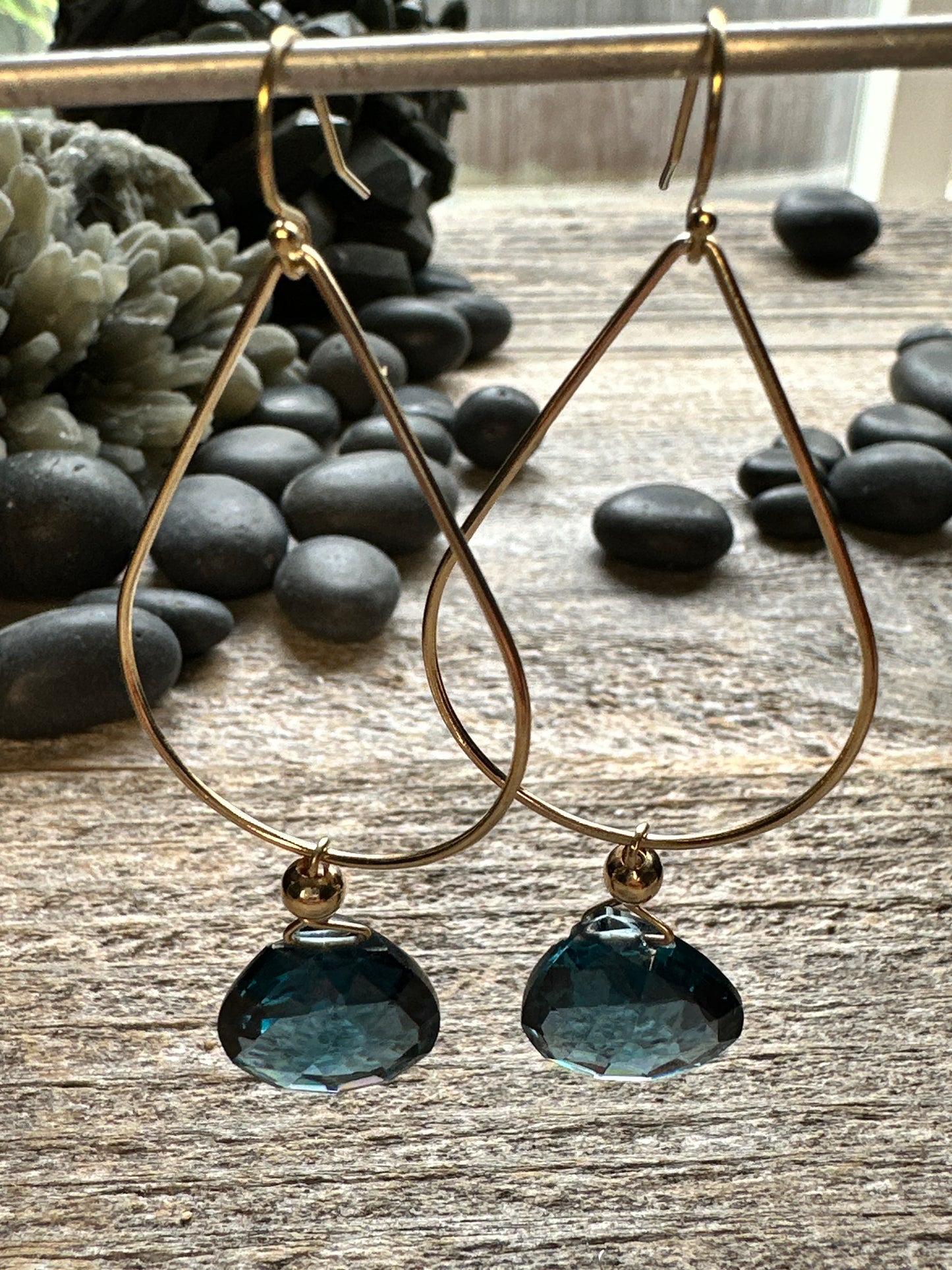 Abyssal Tide: London Blue Topaz Teardrop Frame Earrings