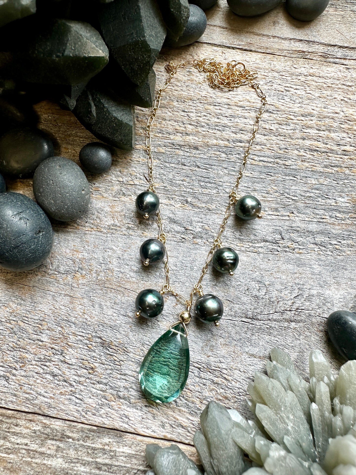 Abyssal Tide: Orbit Necklace No. 1 — Light London Blue Topaz
