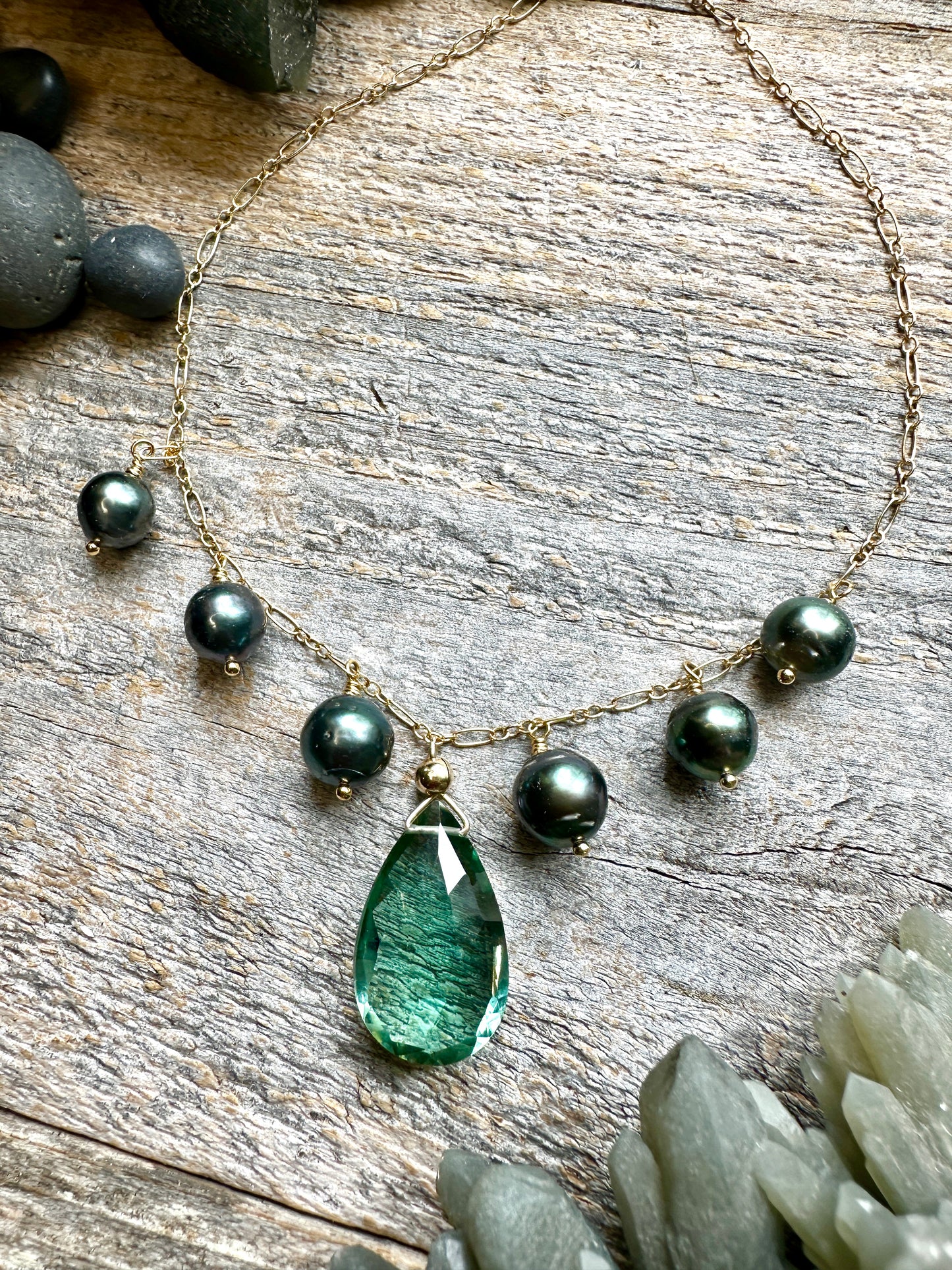 Abyssal Tide: Orbit Necklace No. 1 — Light London Blue Topaz
