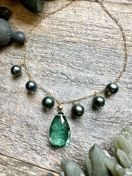 Abyssal Tide: Orbit Necklace No. 1 — Light London Blue Topaz