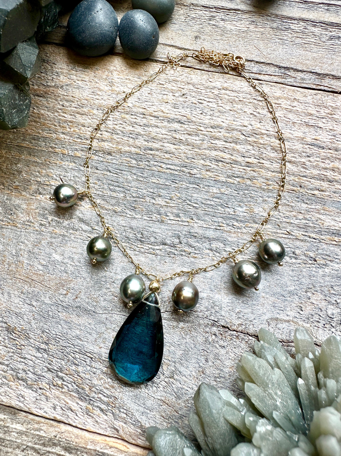 Abyssal Tide: Orbit Necklace 2 - Dark Midnight London Blue Topaz