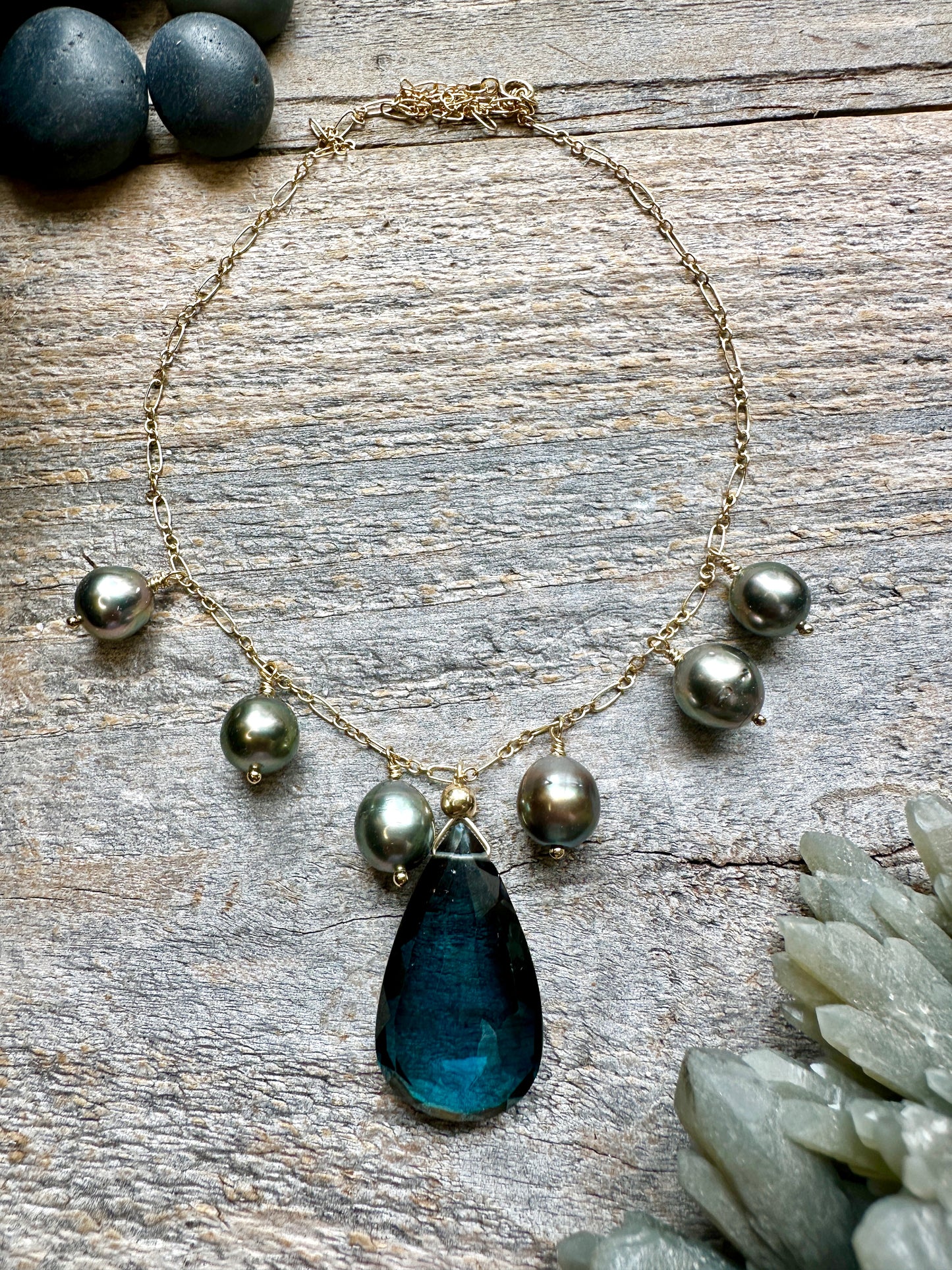 Abyssal Tide: Orbit Necklace 2 - Dark Midnight London Blue Topaz