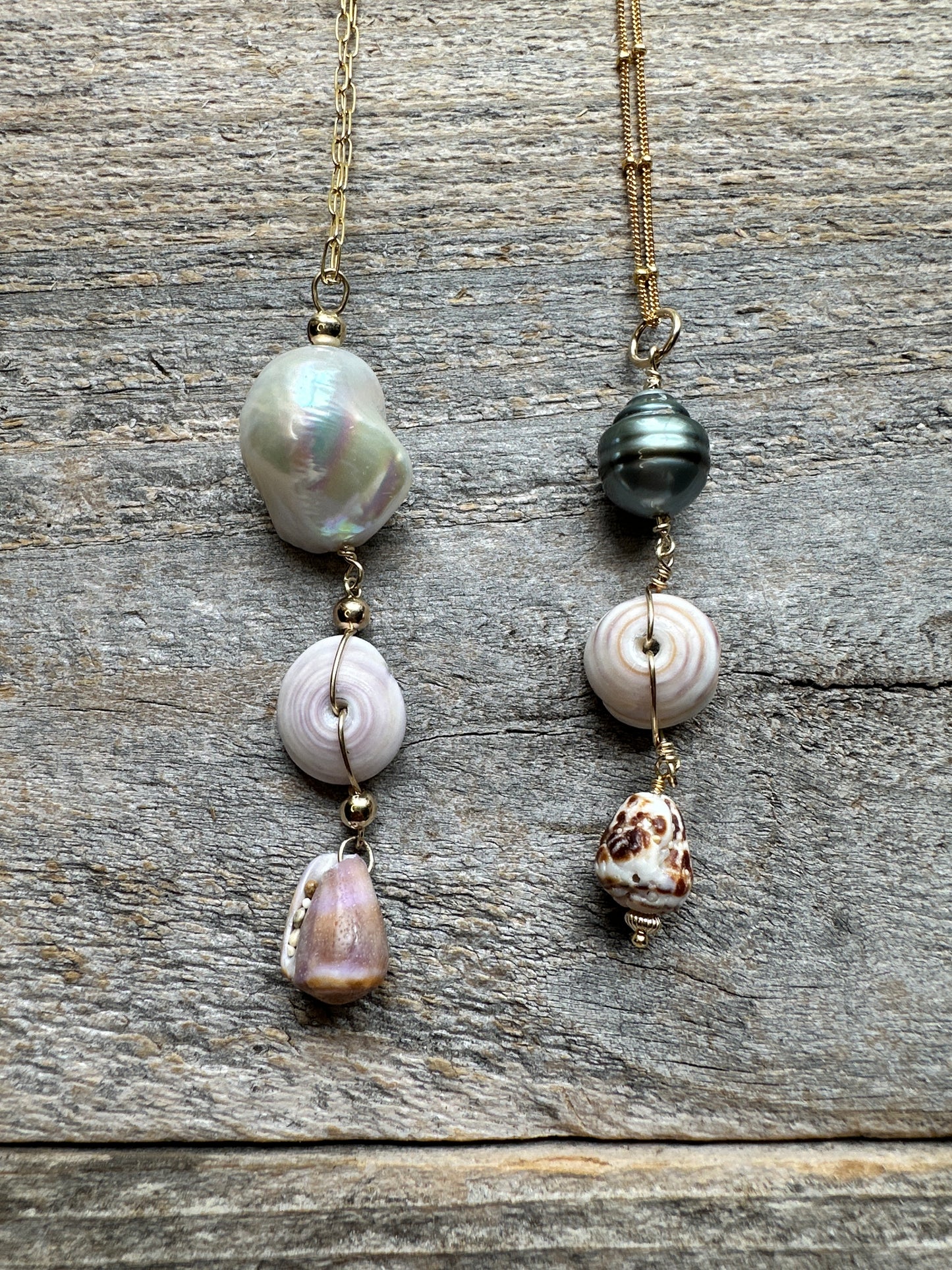 Triple Drop Tahitian or Baroque Pearl 18" Gold Filled Necklace