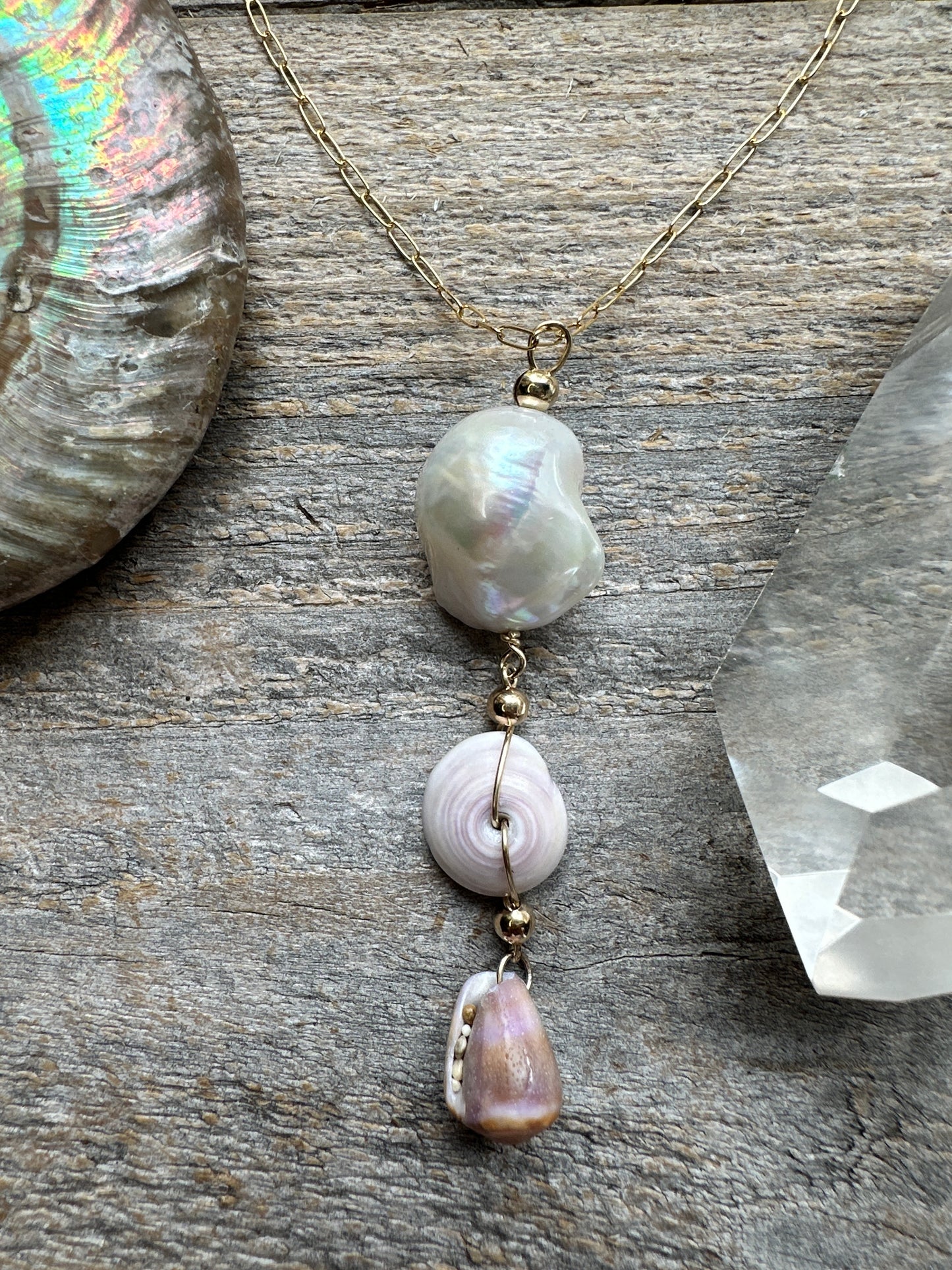 Triple Drop Tahitian or Baroque Pearl 18" Gold Filled Necklace