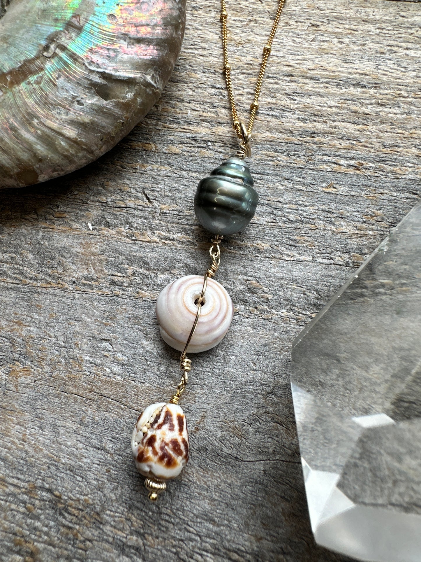 Triple Drop Tahitian or Baroque Pearl 18" Gold Filled Necklace