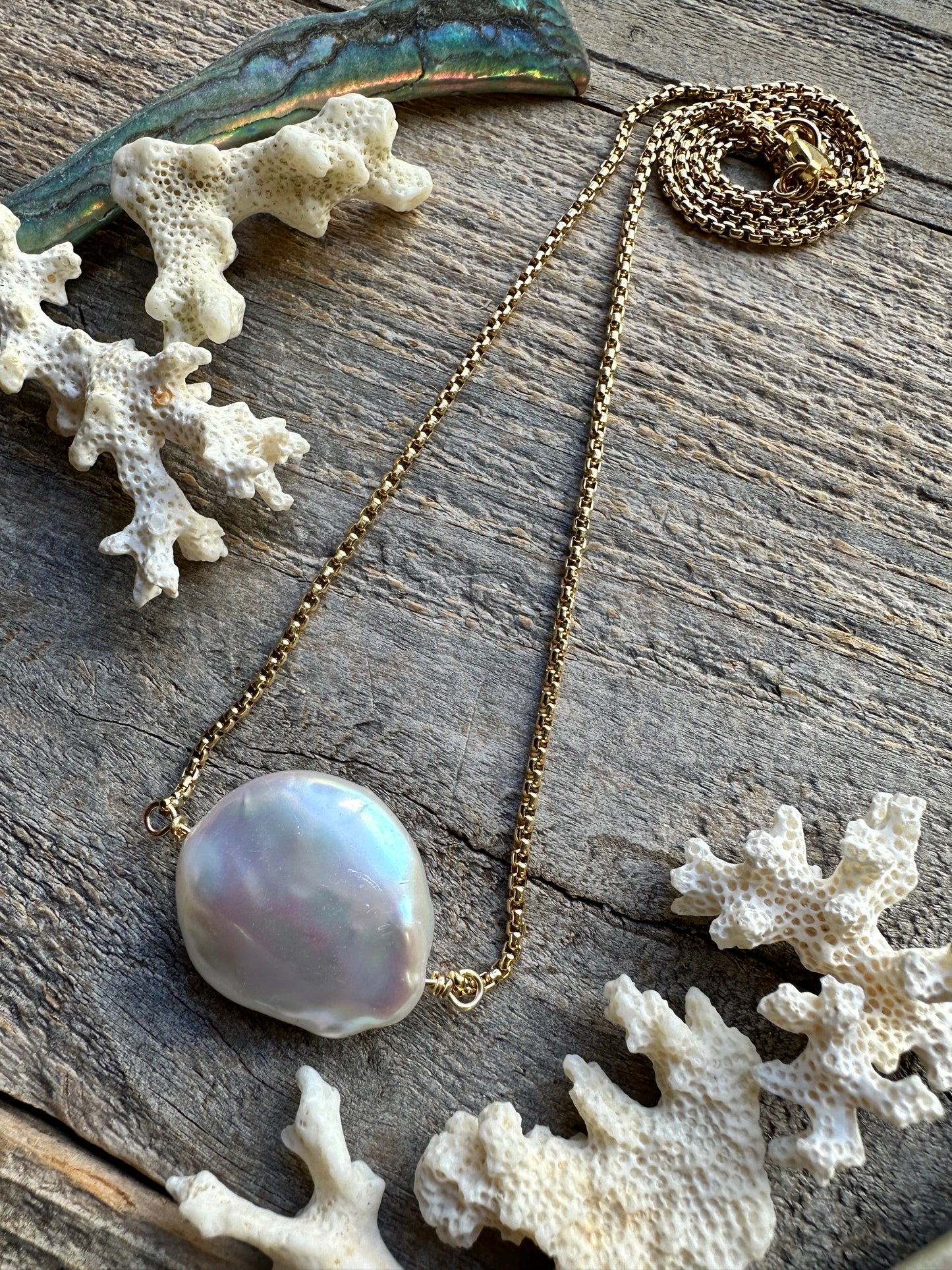 Moon Pearl Shore Bar 24" Necklace