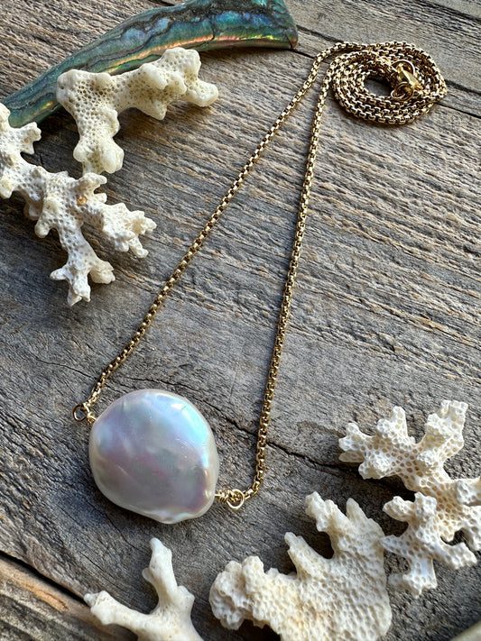 Moon Pearl Shore Bar 24" Necklace