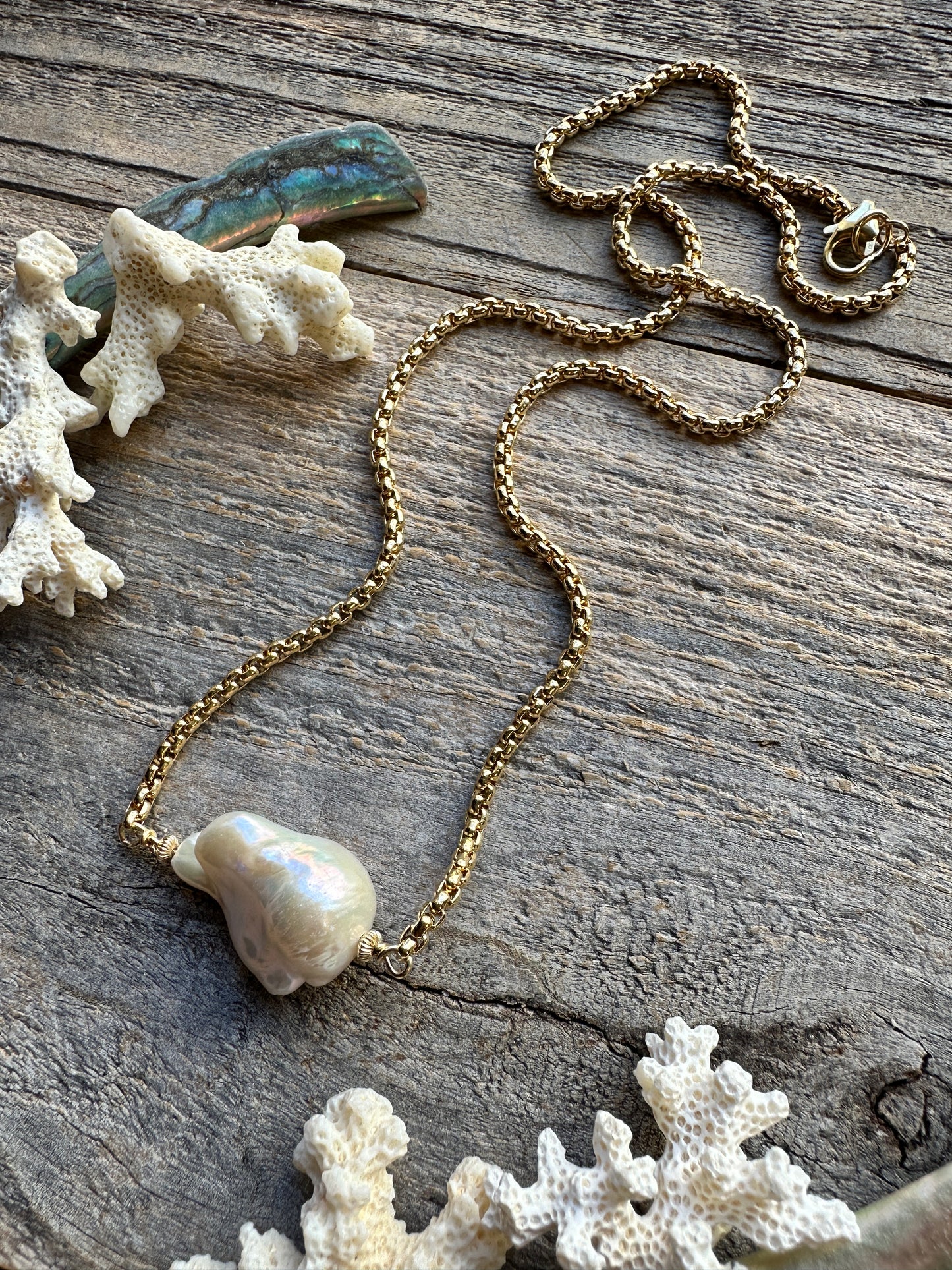 Fireball Baroque Shore Bar 23" Necklace