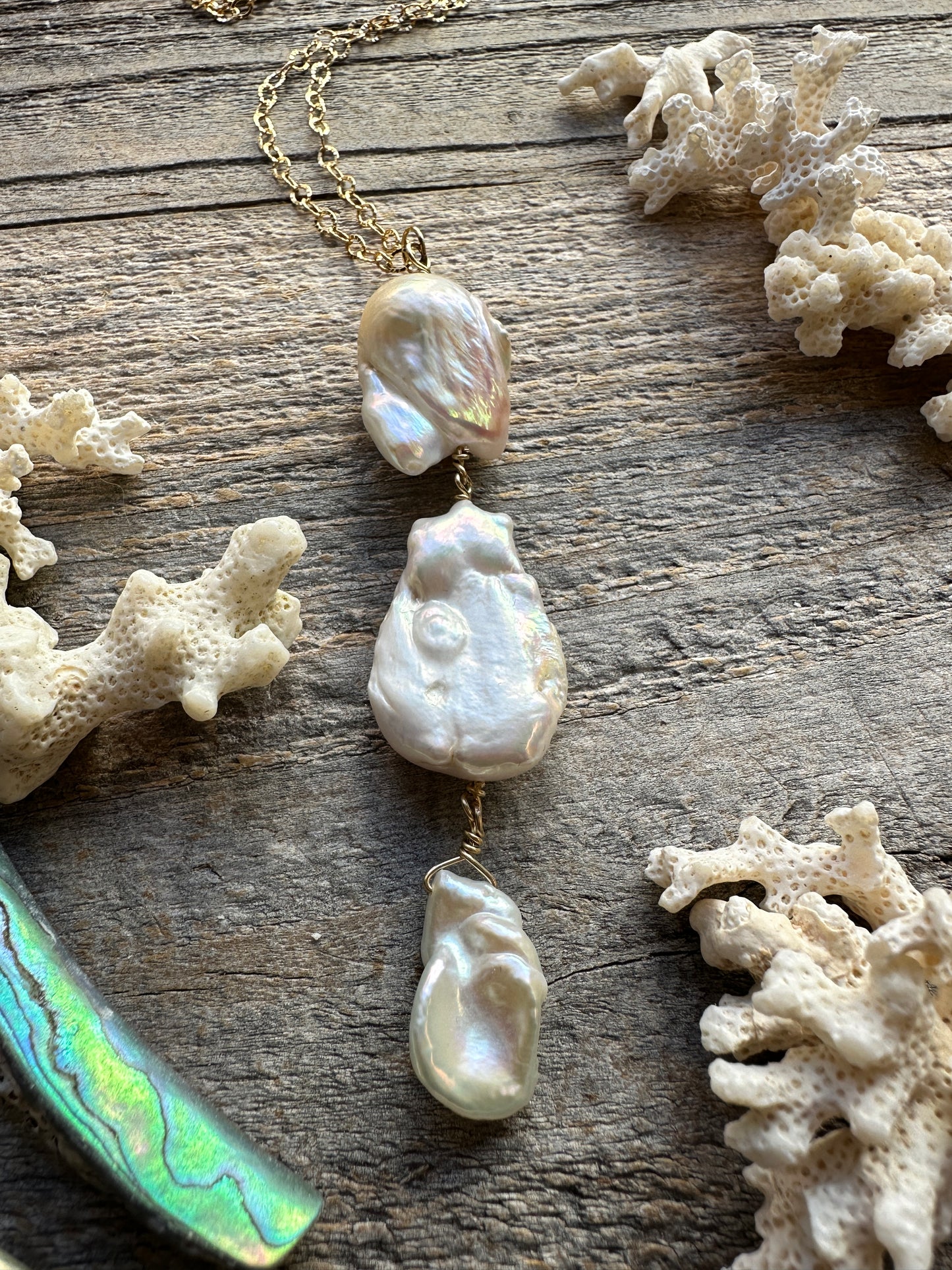 Baroque Pearl Cascade 19" Necklace with 2" Extender