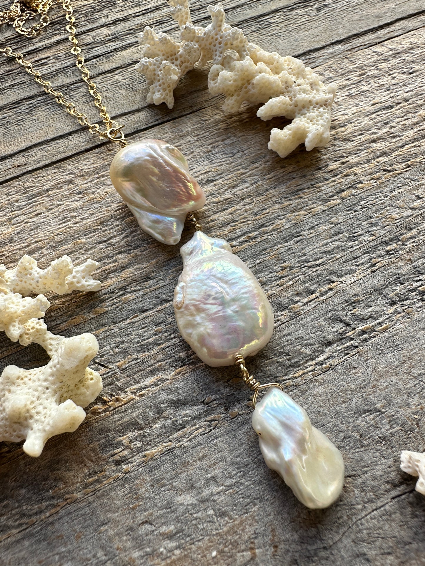 Baroque Pearl Cascade 19" Necklace with 2" Extender